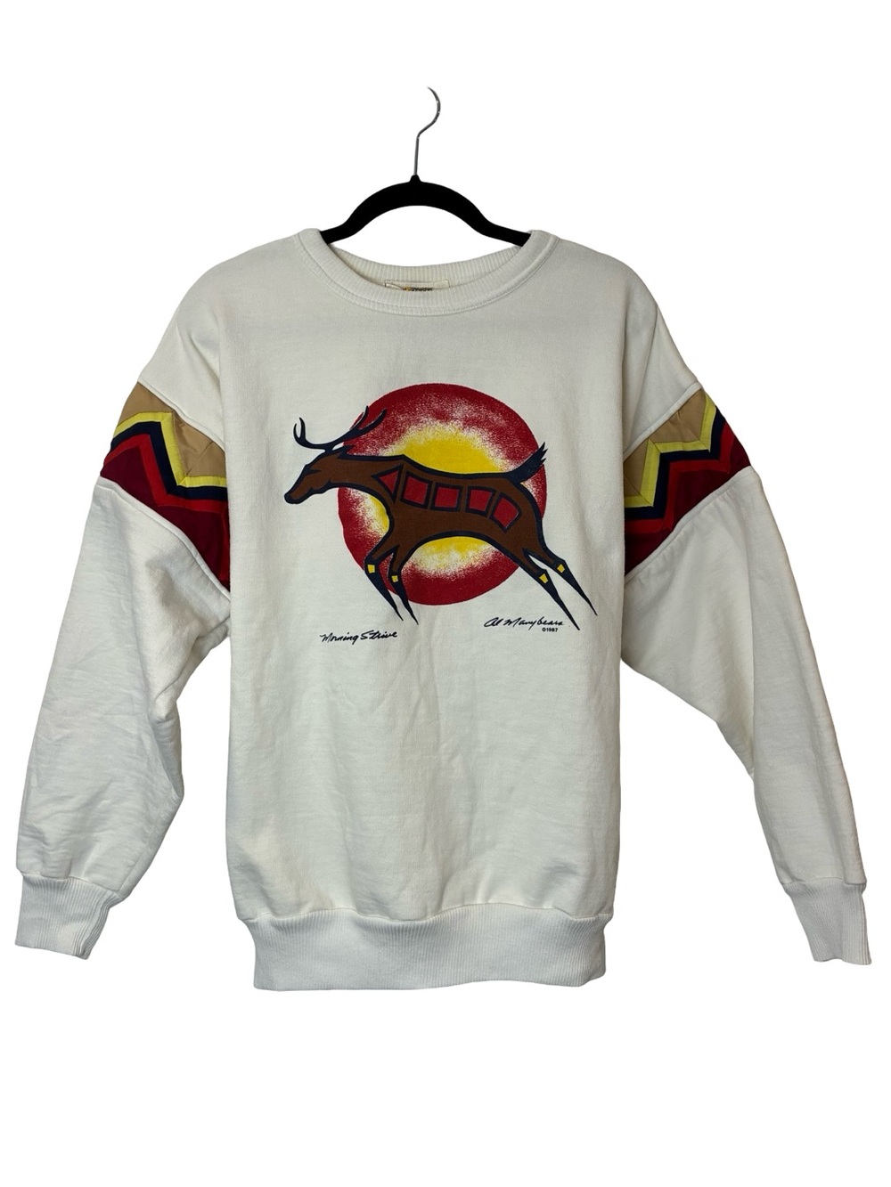 First Nations Morning Strive Al Many Bears Deer Sweatshirt Canada Medium